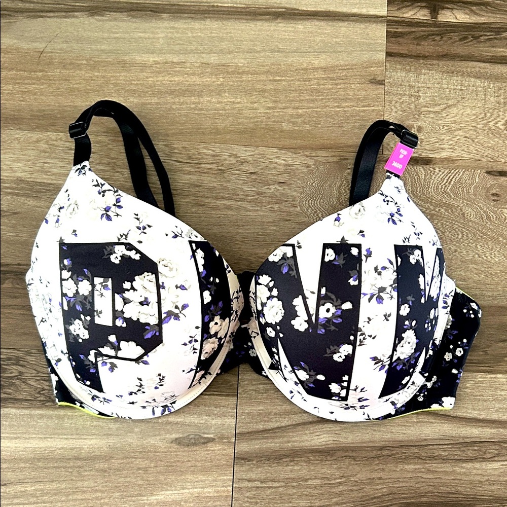 PINK Victoria's Secret Floral Bra - Black and White